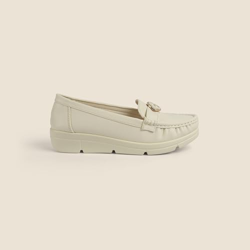 Metro Women's Off White Slip On Closure Casual - Loafers with Flat Sole UK/4 EU/37(31-853) - Image 3