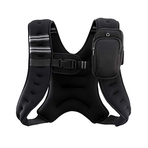 ZELUS Weighted Vest, 6lb/8lb/12lb/16lb/20lb/25lb/30lb Weight Vest with Reflective Stripe for Workout, Strength Training, Running, Fitness, Muscle Building, Weight Loss, Weightlifting, Black(8 lb) - Image 1