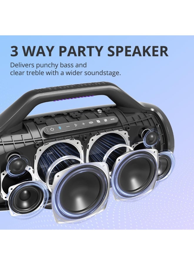 Tronsmart Bang Max Portable Bluetooth Speaker, 130W Powerful Sound with Deep Bass, Party Sync, IPX6 Waterproof, 24H Playtime, Custom App EQ, RGB Light Show, Karaoke Support, Built-in Handle - Image 3