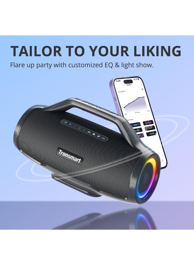 Tronsmart Bang Max Portable Bluetooth Speaker, 130W Powerful Sound with Deep Bass, Party Sync, IPX6 Waterproof, 24H Playtime, Custom App EQ, RGB Light Show, Karaoke Support, Built-in Handle - Image 4