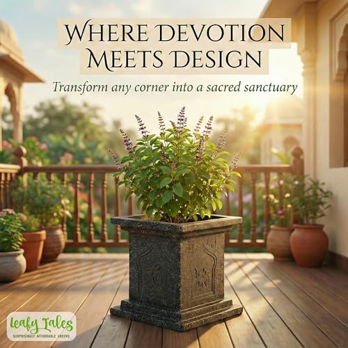 Leafy Tales Modern Greek Tulsi Pot/Planter for Home Décor 10 INCH, Highly Durable,Lightweight Indoor Outdoor Planter, Flower Pot Gamla,Tree Planter - Image 3