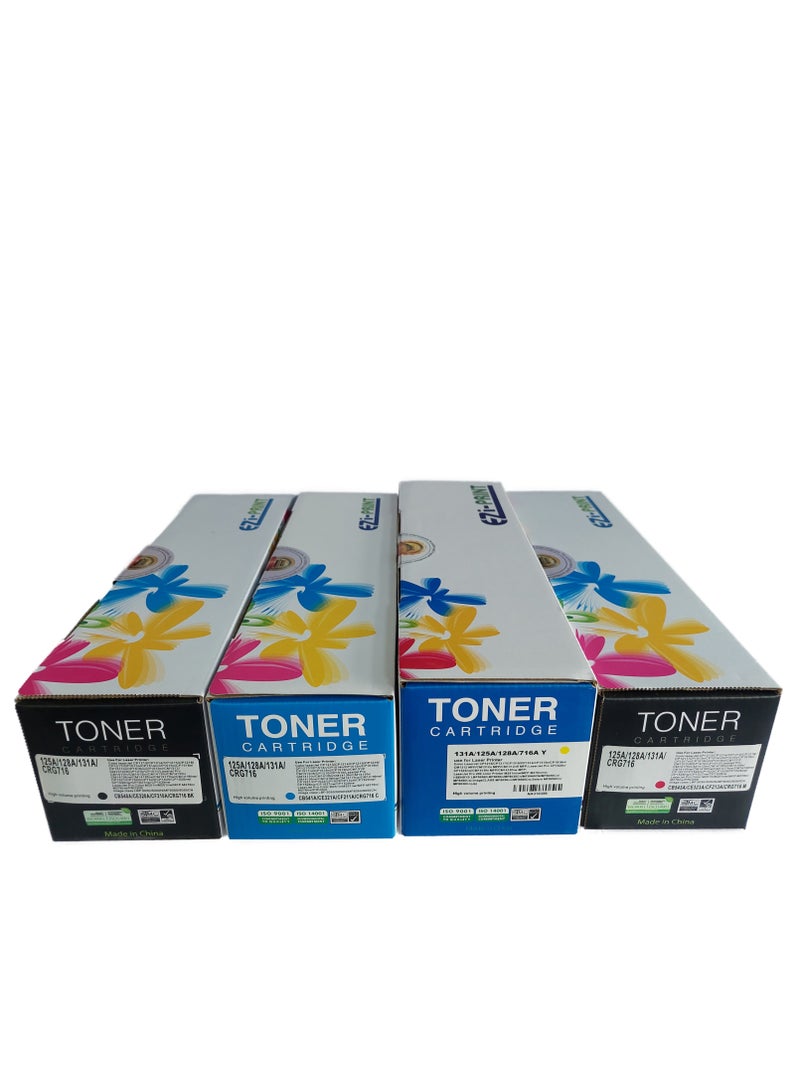 ايزي برنت متوافق مع 131A CF210A CF211A CF212A CF213A 128A بديل لـ CE320A CE321A CE322A CE323A 125A CB540A CB541 CB542A CB543A 131A 128A 125A hp مجموعة كاملة (4 قطع) أسود سماوي أصفر أرجواني - Image 2