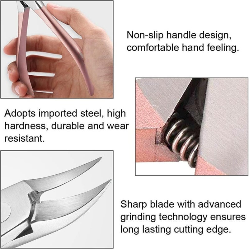 Nail Nipper for Thick and Ingrown Toenails (with Inner Spring) - Heavy Duty Fingernail & Toenail Clippers - Surgical Grade Stainless Steel Nail Clippers for Hangnails