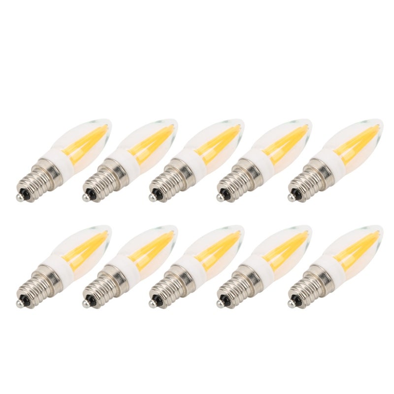 10Pcs E12 Long Filament Light Bulbs 3W AC110V Chandelier Ceiling Lamp Bulb Warm White - Image 1