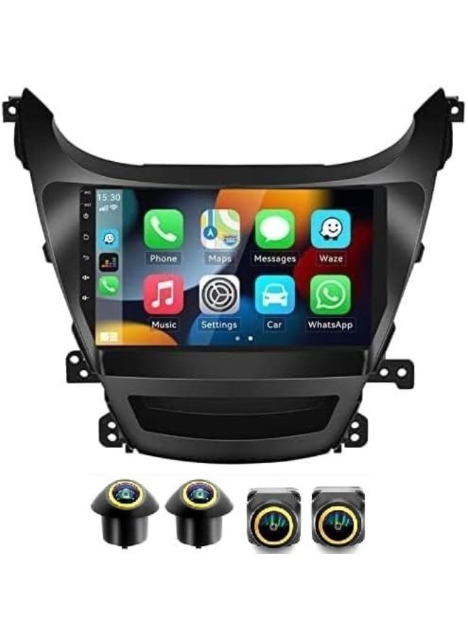 SHEZA STAR Android Car Stereo for Hyundai Elantra 2014 2015 4GB RAM 64GB ROM Support Carplay, M-Link Wi-Fi BT, Radio GPS, 9 Inch IPS.QLED, Screen with 360D Camera Included - Image 1