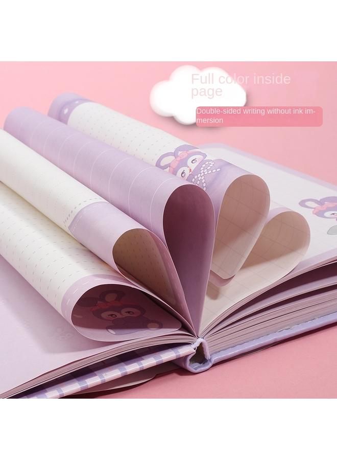 Bluejw Purple Star Rabbit PU Magnetic Button Notebook Cute Hand Account Book Color Page Girl's Journal Book Color Page Hand Account Gift Box Suit - Image 5