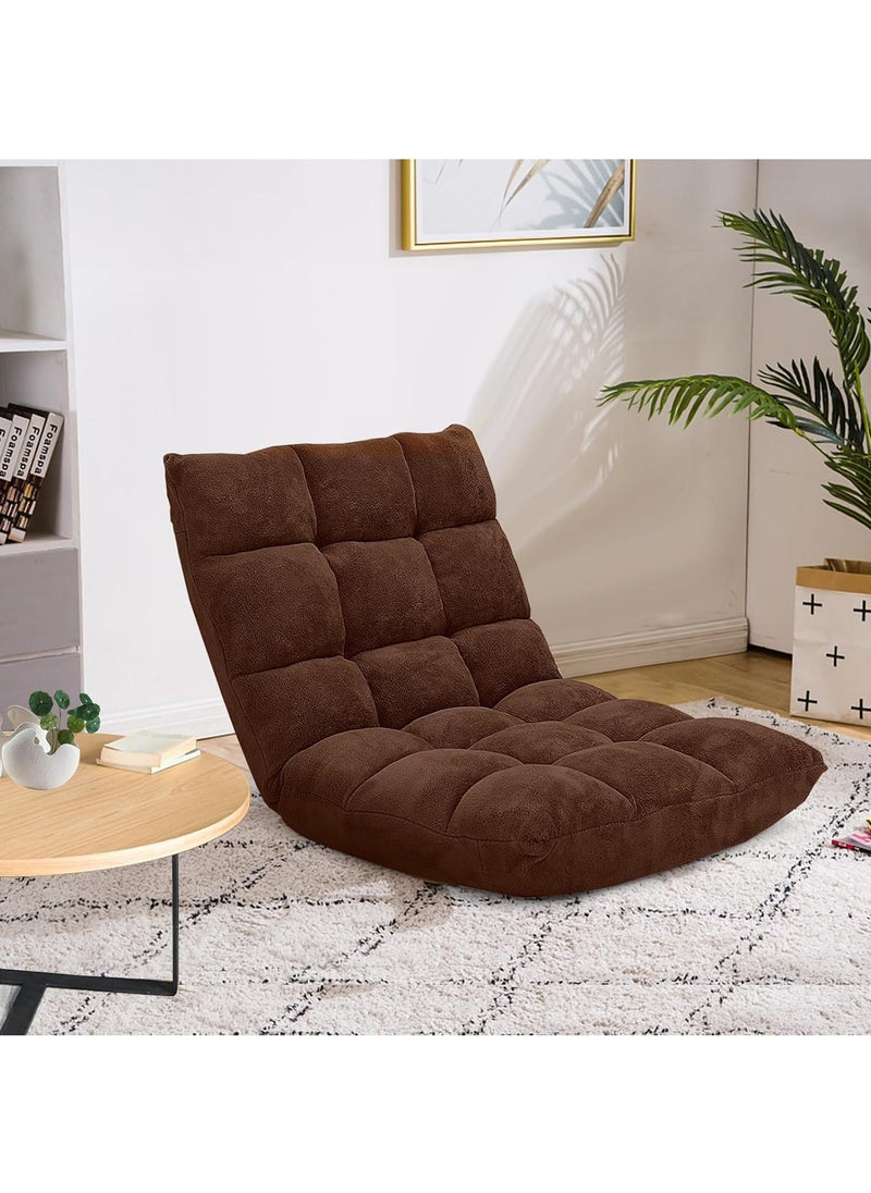 Generic - Floor Chair with Back Support, 14-Position Adjustable Folding Gaming Chair Recliner, Meditation Chair with Steel Frame, Padded Lazy Sofa Chair for Adults, Kids (Brown) - Image 1