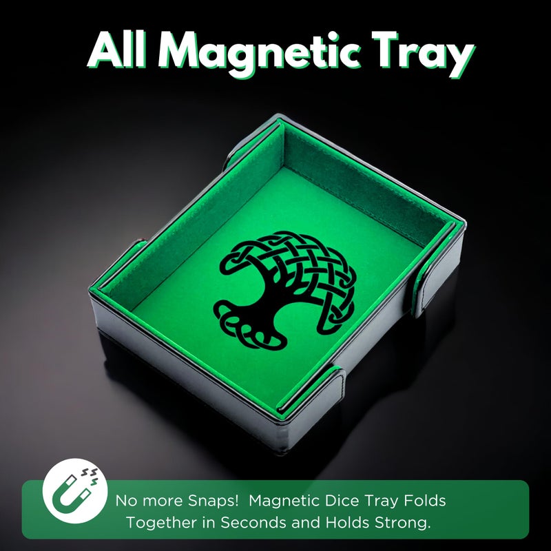 Luck Lab Folding Dice Tower and Dice Tray for RPG Table Top Gaming - Black/Green - Tree of Life Design - Image 3