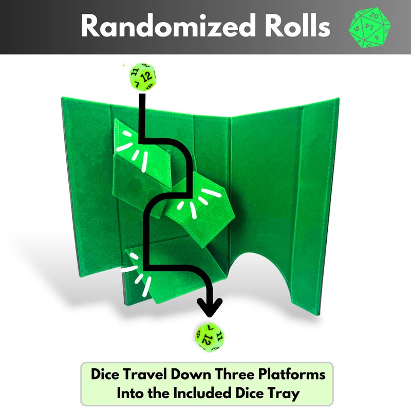 Luck Lab Folding Dice Tower and Dice Tray for RPG Table Top Gaming - Black/Green - Tree of Life Design - Image 4