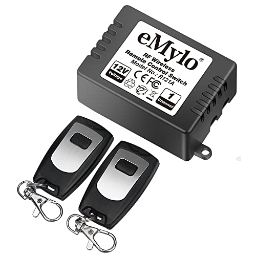 eMylo مفتاح تحكم عن بُعد لاسلكي eMylo RF DC 12V 1 قناة مفتاح ضوء واحد مرسل 433Mhz للتحكم عن بُعد في الضوء، المصباح، باب المرآب، التحكم الصناعي ومجالات الأمن - Image 1