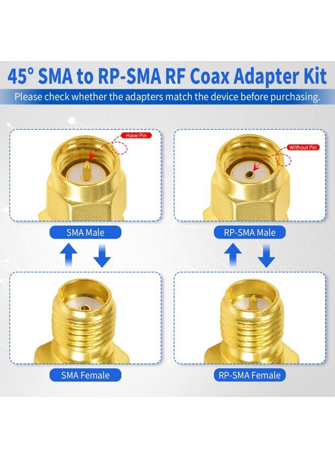 Superbat FPV Drone Goggles Antenna Adapter SMA to RP-SMA 45 Degree Adapter Connector Kit 4-Pack for FPV Antenna Race/Quadcopter Fatshark Goggles WiFi Antenna Extension Cable - Image 2
