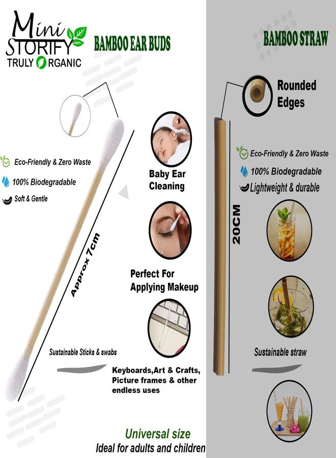 Mini Storify Truly Organic 2.Bamboo Cotton ear bud/swab|80 stem|1.Kids bamboo toothbrush - Oral Care|1.Bamboo toothbrush stand|1.Pure Neem Tongue Cleaner for Adult & Kids|2.Loufah/loofah Pad (PACK-11) - Image 2