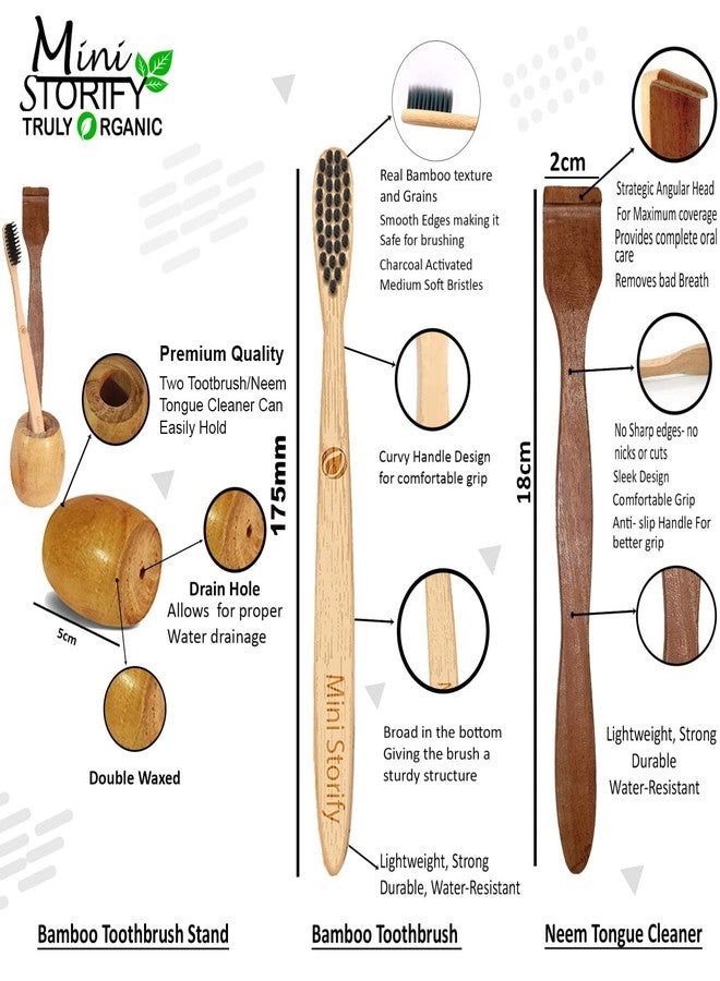 Mini Storify Truly Organic 2.Bamboo Cotton ear bud/swab|80 stem|1.Kids bamboo toothbrush - Oral Care|1.Bamboo toothbrush stand|1.Pure Neem Tongue Cleaner for Adult & Kids|2.Loufah/loofah Pad (PACK-11) - Image 4