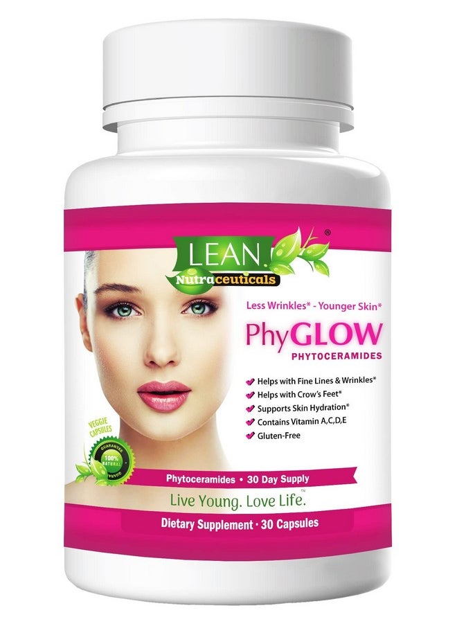 LEAN Nutraceuticals - Phyglow Phytoceramides Ceramide Supplement With Multivitamins A C D E Skin Care Hydration Restoring Pills Super Vegan Antiaging Wrinkle Support For Women And Men 30 Capsules - Image 1