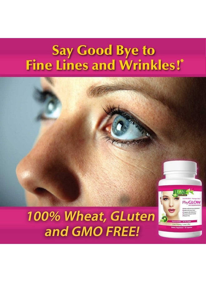 LEAN Nutraceuticals - Phyglow Phytoceramides Ceramide Supplement With Multivitamins A C D E Skin Care Hydration Restoring Pills Super Vegan Antiaging Wrinkle Support For Women And Men 30 Capsules - Image 1