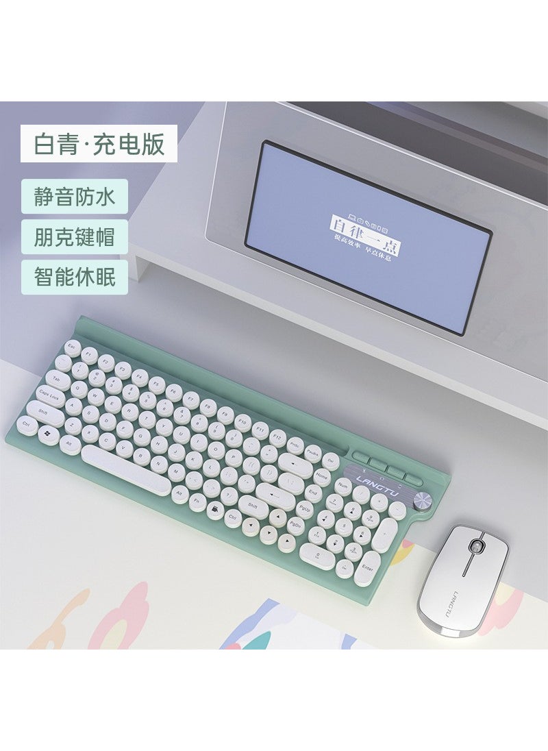 Generic - L3/L4 Wireless Silent Keyboard Mouse Punk Style Bai Qing [wireless keyboard and mouse set] L3 wireless keyboard T3 wireless mouse - Image 1