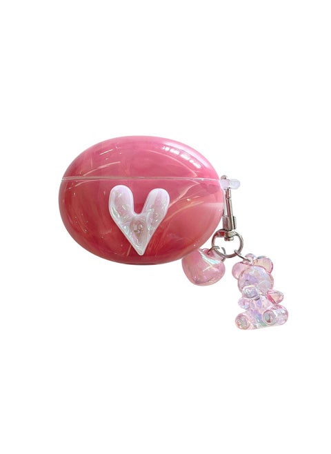 For HuaweiFreebuds5 Wireless Bluetooth Headset Cartoon Creative Freeclip/6i Soft Case Pendant-Color:Silicone Soft Shell + Pendant-faint Love-Model:Universal For HuaweiFreebuds Pro3/pro4 (protective Case)