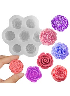 Zibuyu ZIBUYU® 3D Candle Mould, Soap Moulds for Soap Making 7-Chamber Assorted Flower Designed Silicone Mold DIY Hand Craft Floral Mold Food Grade Silicone Mold for DIY Chocolate, Scented Candle, Hand Soap  - Image 1