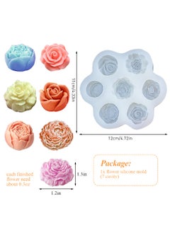 Zibuyu ZIBUYU® 3D Candle Mould, Soap Moulds for Soap Making 7-Chamber Assorted Flower Designed Silicone Mold DIY Hand Craft Floral Mold Food Grade Silicone Mold for DIY Chocolate, Scented Candle, Hand Soap  - Image 3