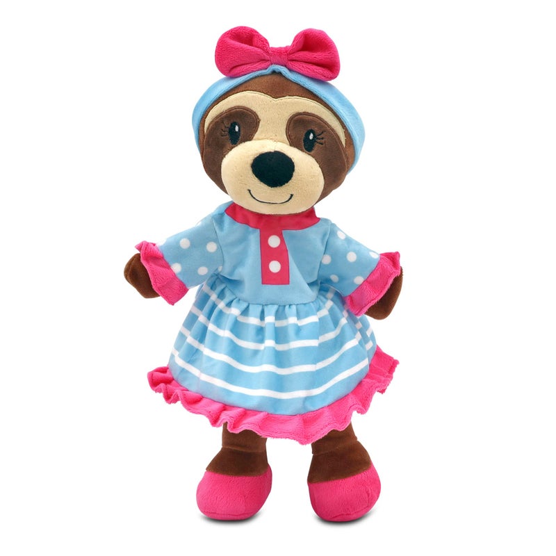 Playtime by Eimmie Sharewood Forest Friends Sofie The Sloth Hand Puppet - Stuffed Animal for Toddlers - Perfect for Puppet Theatre and Creative Play - Blue, White, Pink, Striped, Small - Image 1