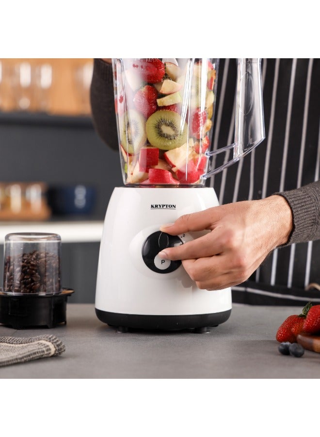KRYPTON Blender Powerful Motor 2 in 1 with 4 Speed Settings and Pulse |Transparent and Unbreakable Jar | Sharp Blade | Perfect for making Smoothies, Milkshakes and Grinding Beans, Coconut, Nuts - 1.7 L 600 W KNB6601 White - Image 5
