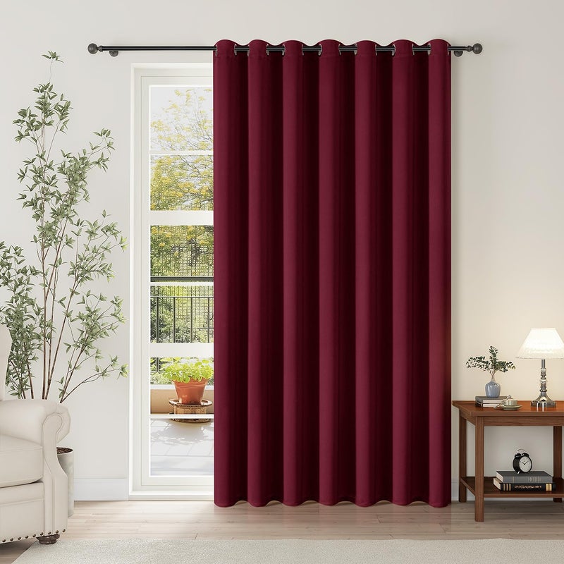 ChrisDowa Room Divider Curtain 96 Inches Long  Wide Blackout Sliding Door Curtain for Bedroom  Room Darkening Privacy Window Curtain for Patio Door (1 Panel Set  Burgundy Red  100 x 96 Inch) - Image 1