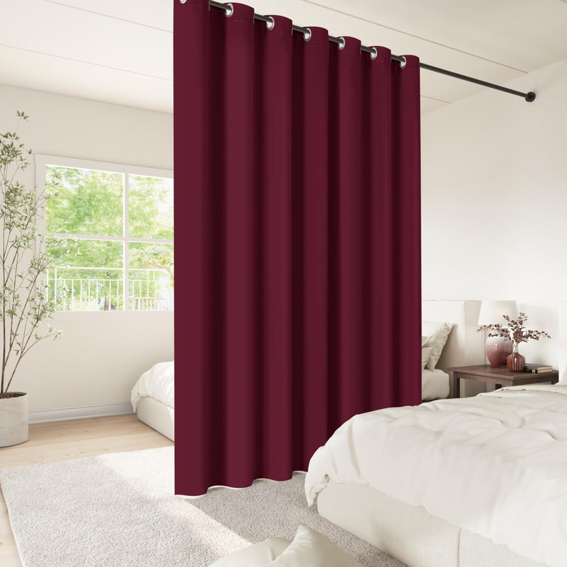 ChrisDowa Room Divider Curtain 96 Inches Long  Wide Blackout Sliding Door Curtain for Bedroom  Room Darkening Privacy Window Curtain for Patio Door (1 Panel Set  Burgundy Red  100 x 96 Inch) - Image 2