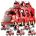 KIZONLY Fire Truck Toys for Toddler 13 35 7in1 Fire Car Carrier Vehicle Set for Girls 1 2 3 4 5 6 Years Old Transport Car with Light Sound Birthdays Gifts for Kids Girls Aged 39 - Image 2