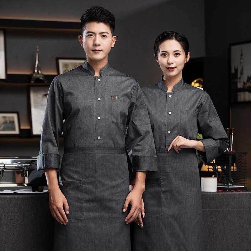 Fleece-Lined Thickened Warm Chef Work Clothes Long Sleeve Men'S And Women'S Catering El Restaurant Kitchen Clothes Baking Chef Clothes - Image 1