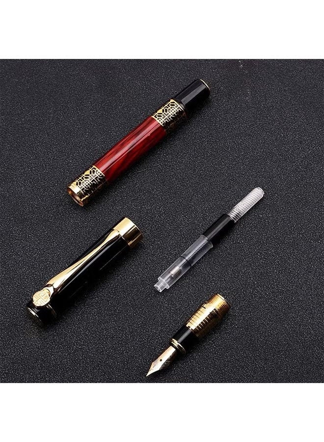 طقم أقلام حبر فاخرة، قلم حبر معدني 0.5 مم مع حبر 30 مل وخراطيش بديلة، قلم كتابة متوسط ​​الحجم للأعمال، قلم خط أنيق للكتابة والرسم، هدية مثالية للمدرسة أو المكتب - Image 3