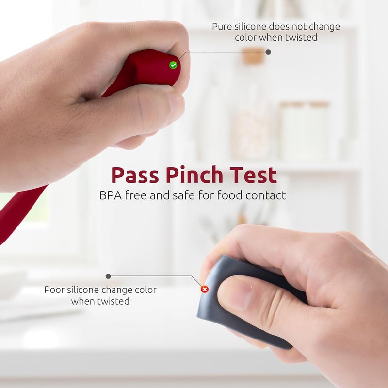 UTaste ملعقة سيليكون رفيعة: مقاومة للحرارة حتى 600ºF، بطول 10 إنش، ملعقة ضيقة لعجن العجين، ملعقة مرنة بدون seams لنشر زبدة الفول السوداني، لكشط كريمة الخبز، المربى (أحمر) - Image 4