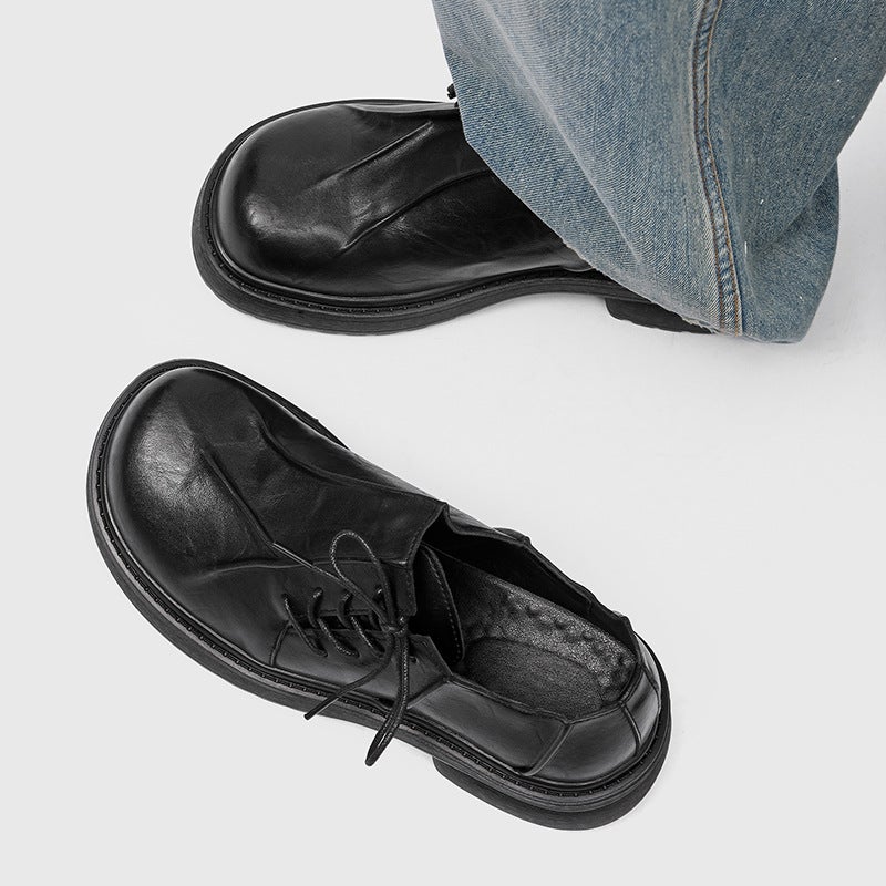 Sale Black Commuter Niche Casual Leather Shoes Large Size 45 Men'S 46 Fashion Trendy British Daily - Image 5