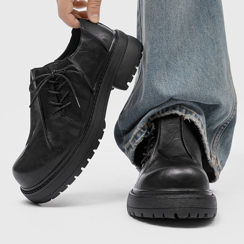 Sale Black Commuter Niche Casual Leather Shoes Large Size 45 Men'S 46 Fashion Trendy British Daily - Image 2