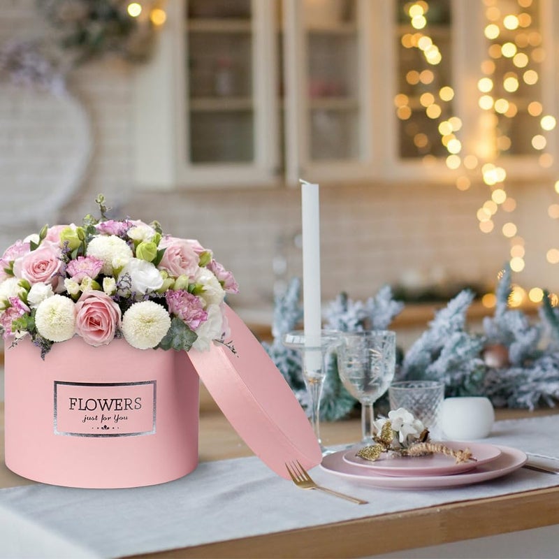 GnFlus Pink Gift Box Round Gift Boxes with Lids Set of 3 Nesting Gift Boxes for Presents Assorted Sizes Flower Boxes for Arrangements Birthday Wedding Bridesmaid Graduation Christmas Party Gift Bags - Image 5