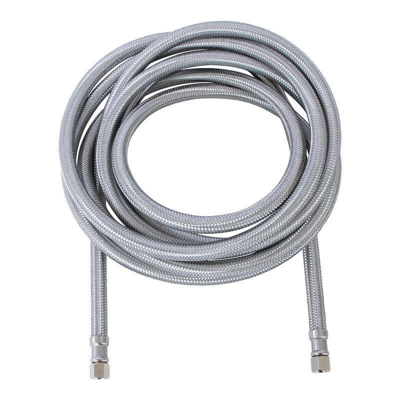 Endurance Pro Endurance Pro 10 Foot Universal Ice Maker Flexible Braided Stainless Steel Water Supply Hose Connector Connection, 1/4 x 1/4 Inch Compression Fittings (1, 10 Foot)  - Image 1