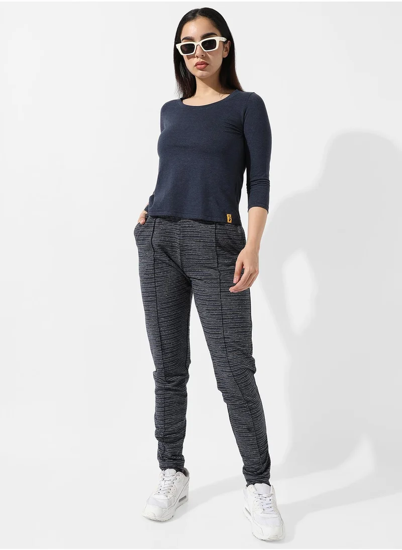 Campus Sutra Women's Solid Navy Blue Top