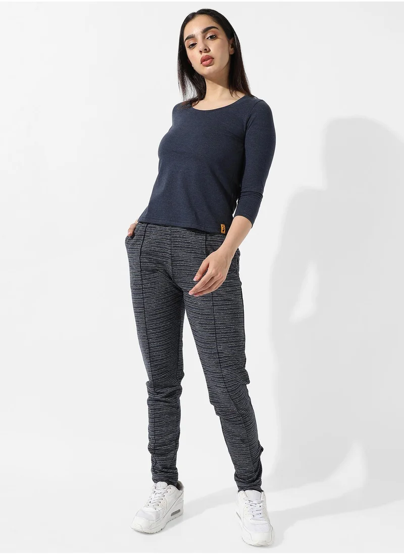 Campus Sutra Women's Solid Navy Blue Top