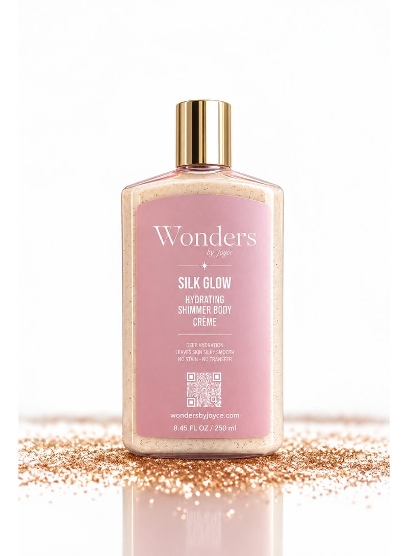 Wonders Silk Glow Shimmer Body Cream - Hydrating Radiant Glow Lotion & Moisturizer | No Stain No Transfer Shimmering Body Creme for Women | 250ml / 8.45 FL OZ - Image 1