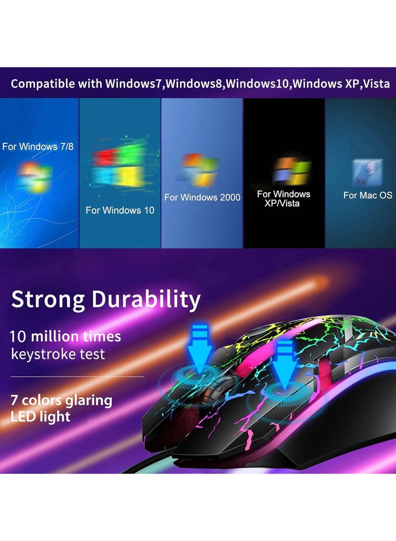 Atrasee RGB Gaming Mouse Wired PC Computer Mice for Laptop, 1200 DPI, 7 Colors LED Backlit, 3 Buttons, USB Ergonomic Optical Mouse for Game Office Windows... - Image 4