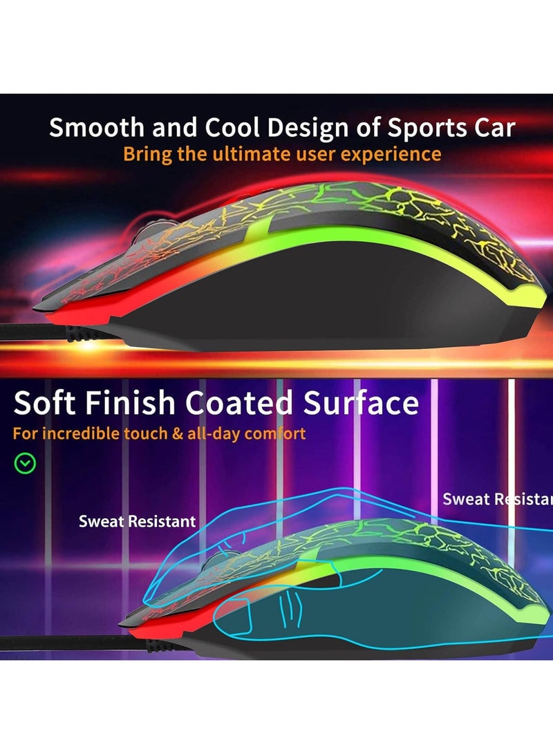 Atrasee RGB Gaming Mouse Wired PC Computer Mice for Laptop, 1200 DPI, 7 Colors LED Backlit, 3 Buttons, USB Ergonomic Optical Mouse for Game Office Windows... - Image 5