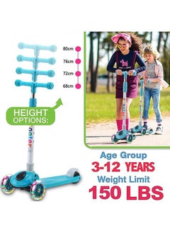 Arabest Kick Scooters for Kids,4 Adjustable Height Foldable Scooter, PU LED Wheels,3 Wheel Scooter for Kids for Girls and Boys Outdoor Learn to See  - Image 3