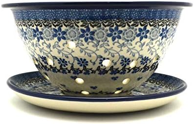 Polish Pottery Gallery Polish Pottery Berry Bowl with Saucer  Silver Lace 