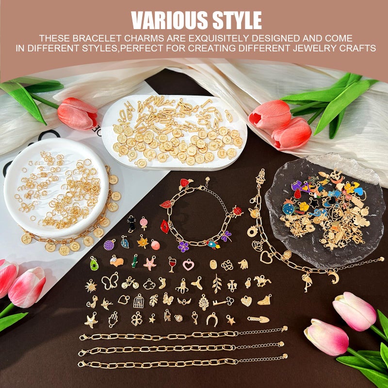 PPVWEY 450 PCS Charm Bracelet Making Kit for Women, Jewelry Making Kit Including Paperclip Chain Bracelet, Assorted Charms Bulk, Letter Pendants, Jump Rings for Bracelet Making,DIY Crafts Supplies - Image 5