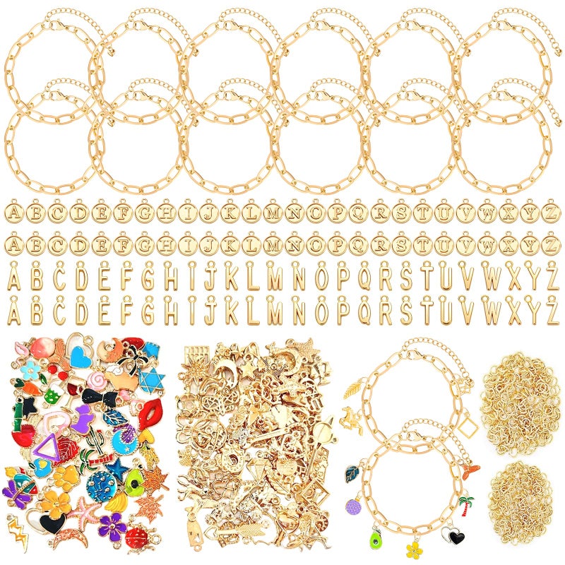 PPVWEY 450 PCS Charm Bracelet Making Kit for Women, Jewelry Making Kit Including Paperclip Chain Bracelet, Assorted Charms Bulk, Letter Pendants, Jump Rings for Bracelet Making,DIY Crafts Supplies - Image 1