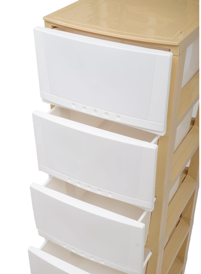 Concept home Chest of 6 Drawers Plastic, Easy to Install, High Quality, SAUDI MADE, Big Size 42 x 124 x 34 CM, White/Beige - Image 2