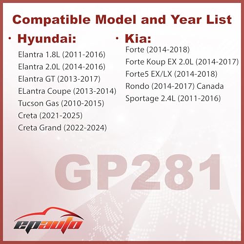 EPAuto GP281 (28113-3X000) Engine Air Filter Replacement for Hyundai Elantra (2011–2016), Kia Forte (2014–2018), Tucson Gas (2010-2015), Creta (2021-2025), Sportage 2.4L (2011-2016), Rondo (2014-2017) - Image 2