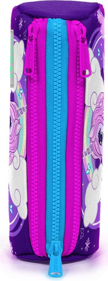 CORAL HIGH Kids Three Compartment Pencil Case Purple Pink Unicorn Pattern 22008  - Image 2