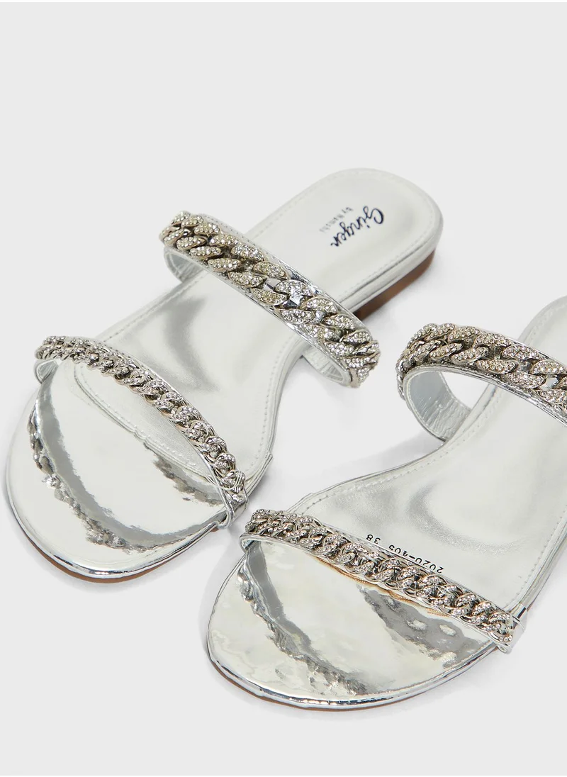 Ginger Chunky Chain Double Strap Sandals