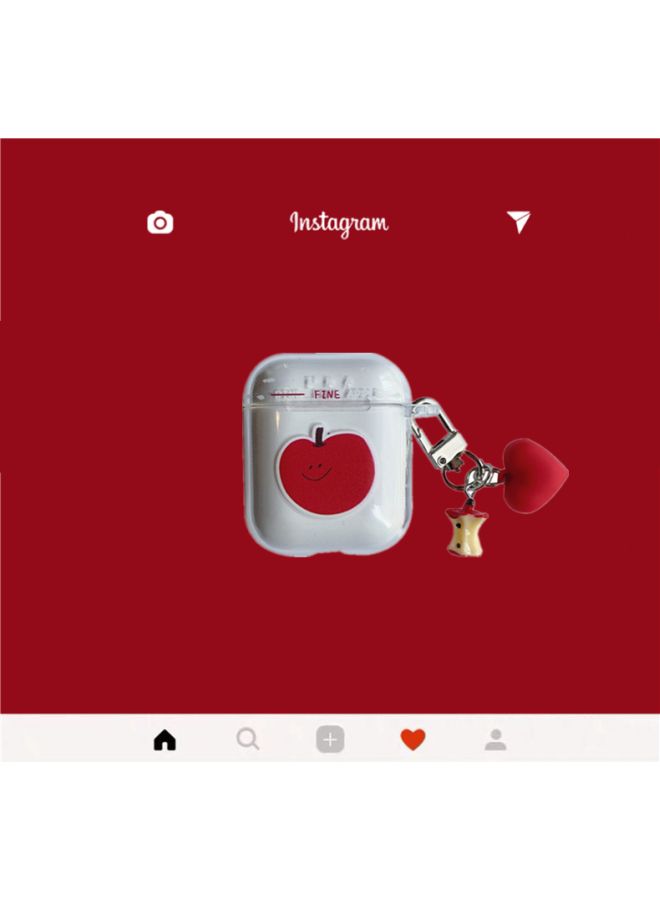 Beauenty Printed Case Cover With Carabiner For Apple AirPods 1/2 Clear/Red - Image 5