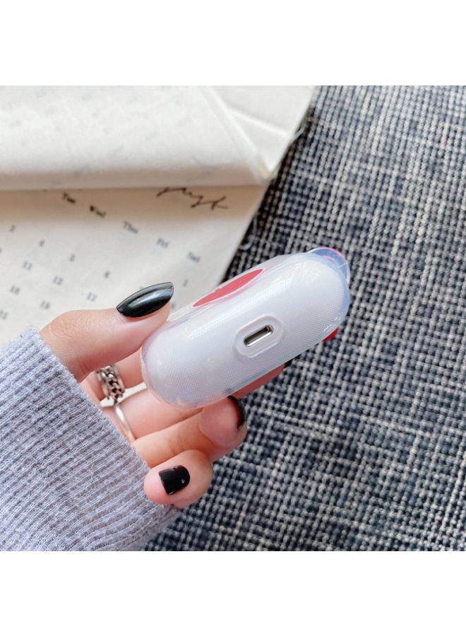 Beauenty Printed Case Cover With Carabiner For Apple AirPods 1/2 Clear/Red - Image 4